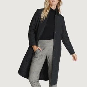 Kit and Ace lightweight quilted coat S black long jacket timeless minimalist
